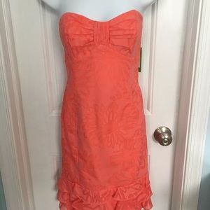 NWT LILLY PULITZER Ginger Orange Strapless Dress 8